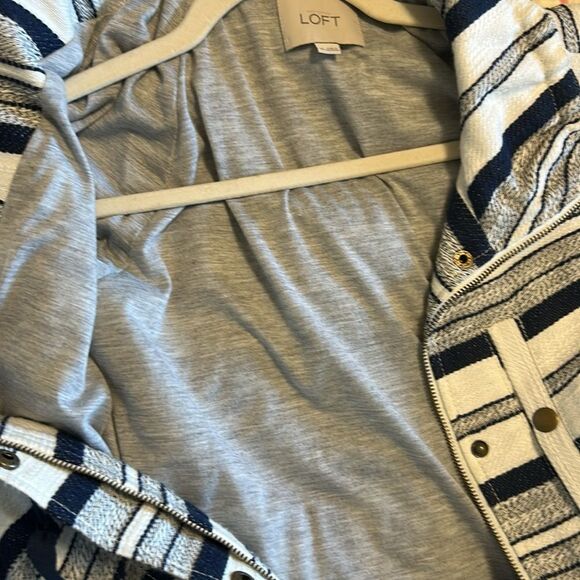 LOFT Breton Striped Nautical Jacket Blue White XS Beach Boat Vacation Preppy - Picture 11 of 12